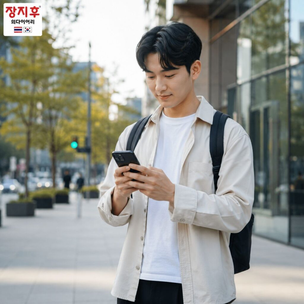 มือถือ ภาษาเกาหลี คือ 휴대폰 (ฮยู-แด-พน)