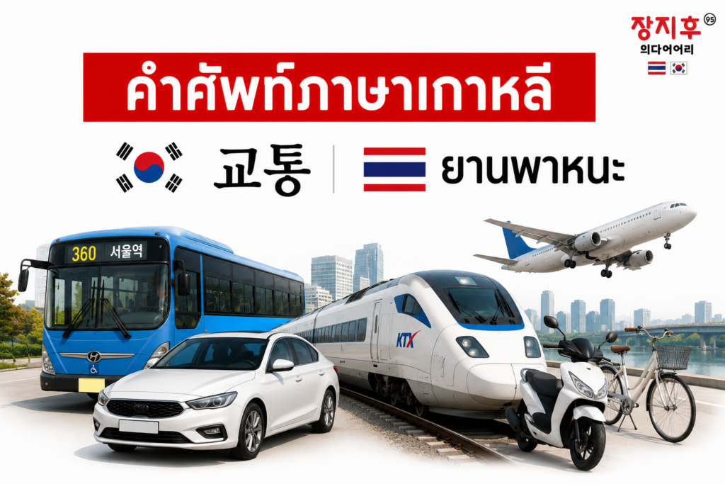 ยานพาหนะ ภาษาเกาหลี (교통) คำศัพท์ การเดินทางในภาษาเกาหลี แปลว่าอะไร