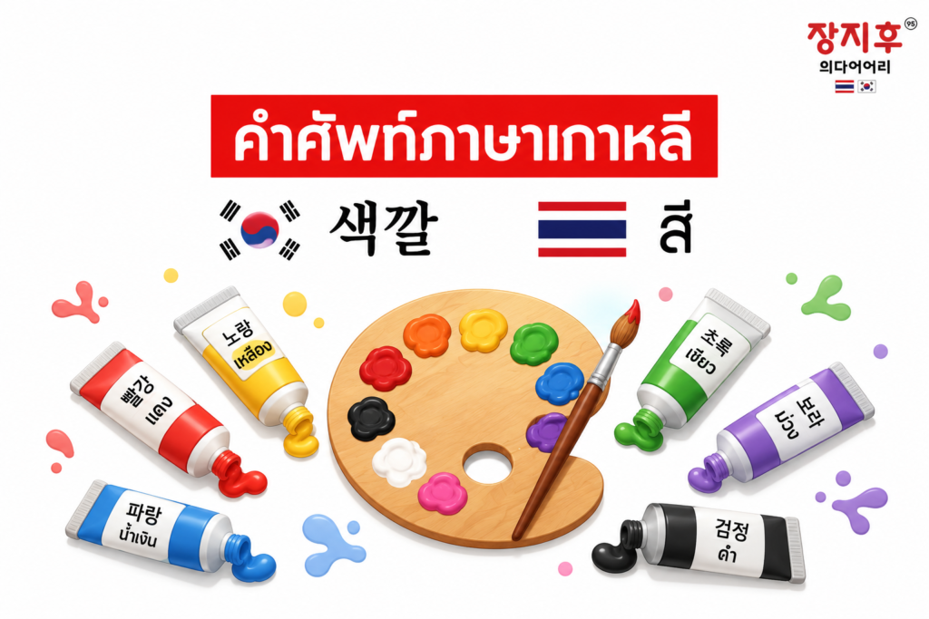 สี ภาษาเกาหลี (색깔) คำศัพท์ ชื่อสีต่าง ๆ ในภาษาเกาหลี แปลว่าอะไร