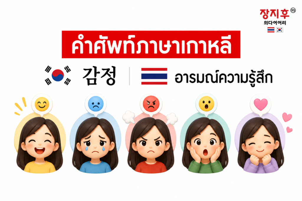 อารมณ์ความรู้สึก ภาษาเกาหลี (감정) คำศัพท์ บอกความรู้สึกในภาษาเกาหลี แปลว่าอะไร